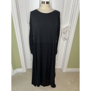 Free People Beach Oversized Maxi Dress Long Sleeve Lagenlook Size S Black